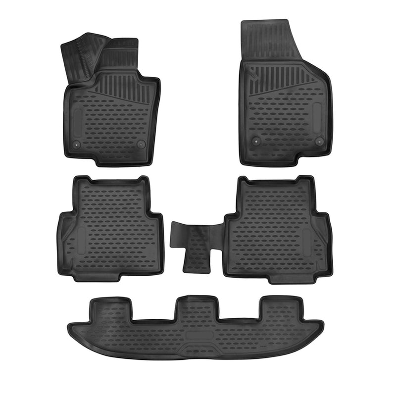 Tapis de sol pour Seat Alhambra 2010-2015 en caoutchouc TPE 3D Noir 5Pcs