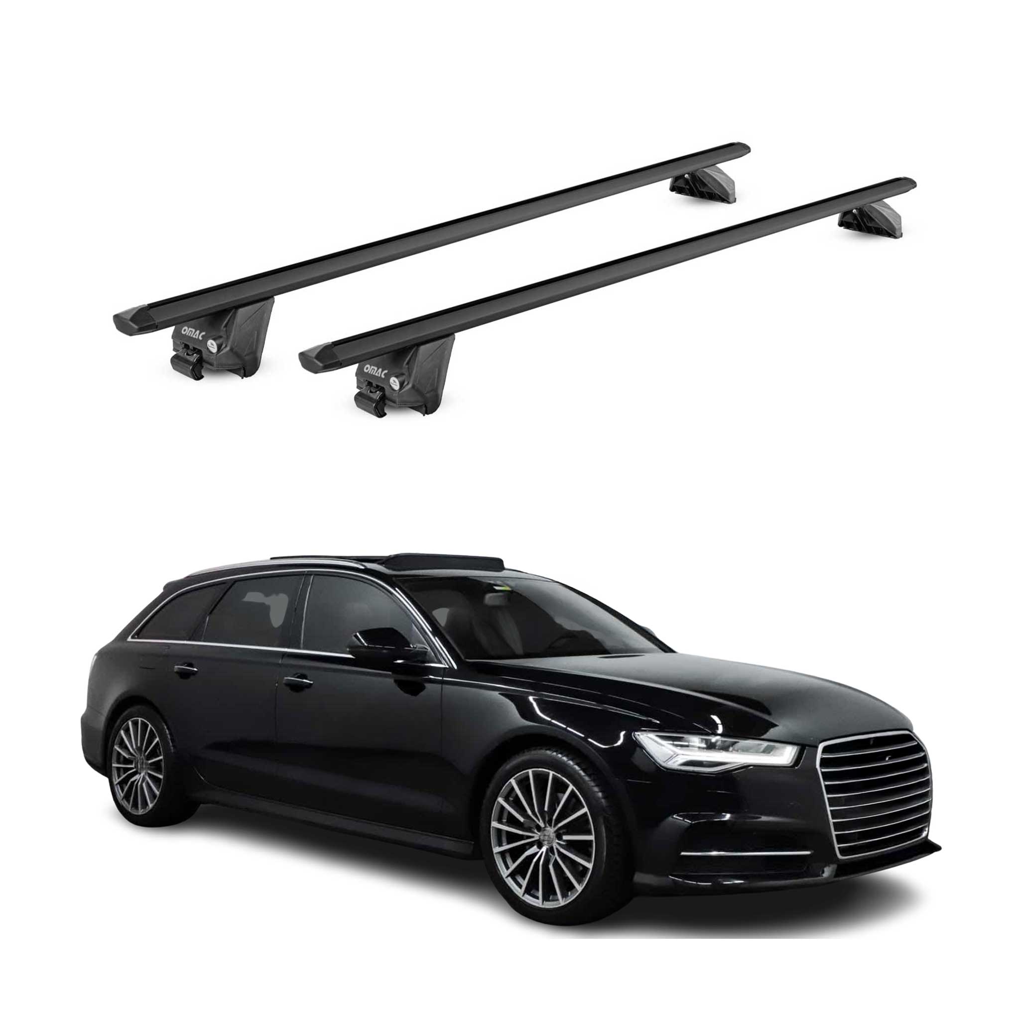 Barres de toit transversales pour Audi A6 SW C7 2011-2018 Alu Noir 2 pièces ABE
