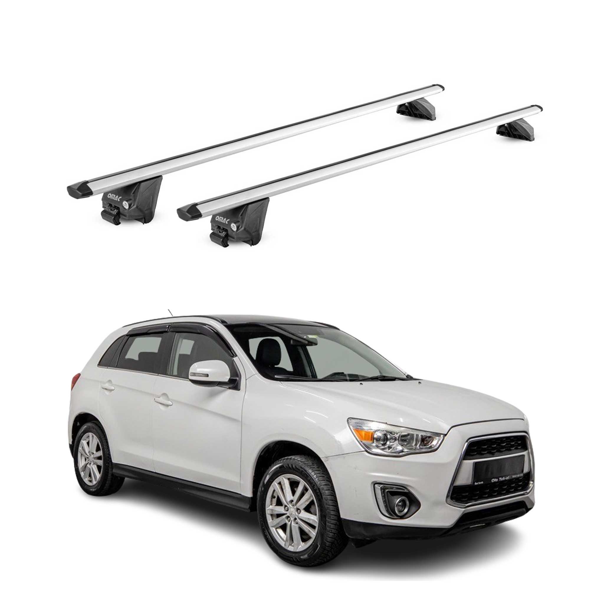 Barres de toit transversales pour Mitsubishi ASX I 2010-2023 Aluminium Gris ABE