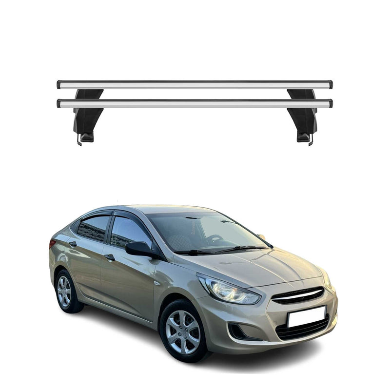 Barres de toit Transversales pour Hyundai Accent IV SD 2011-2018 Alu Gris 2x