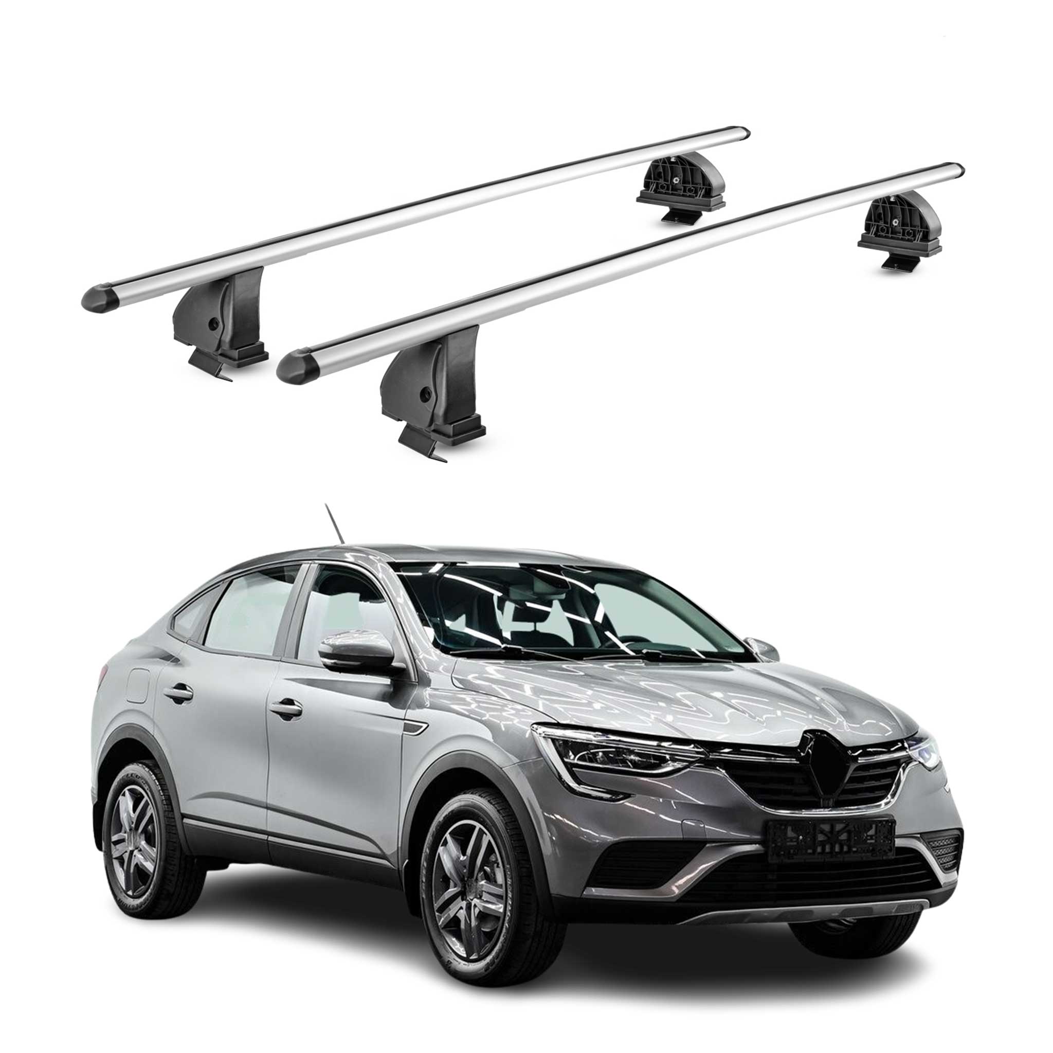 Barres de toit transversales Alu pour Renault Arkana 2021-2026 TÜV 75 kg Gris 2x