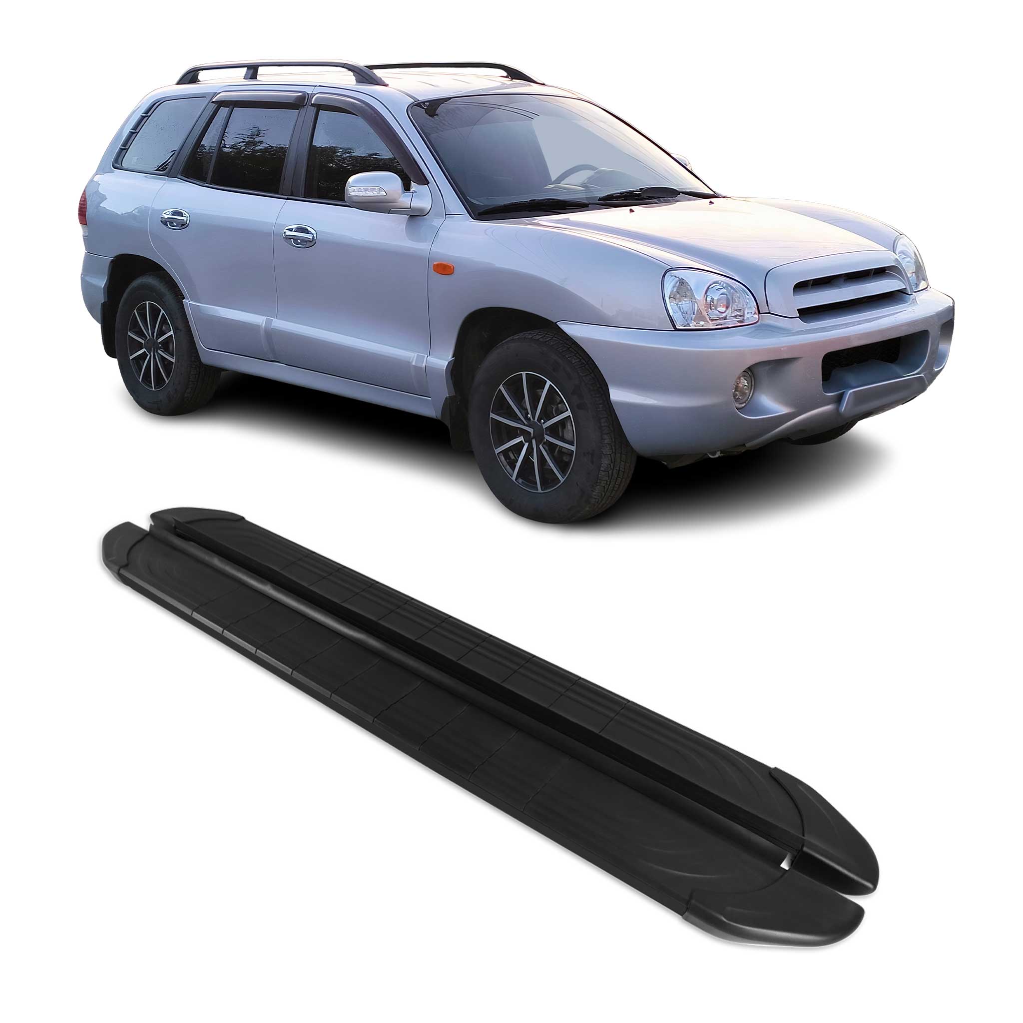 Marchepieds Latéraux pour Hyundai Santa Fe 2006-2012 2Pcs Aluminium Noir