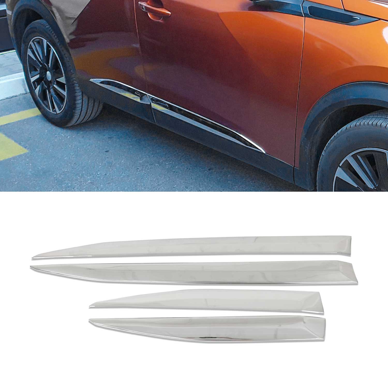 Garniture Baguette de porte latérale pour Peugeot 2008 2019-2025 acier inox 4Pcs