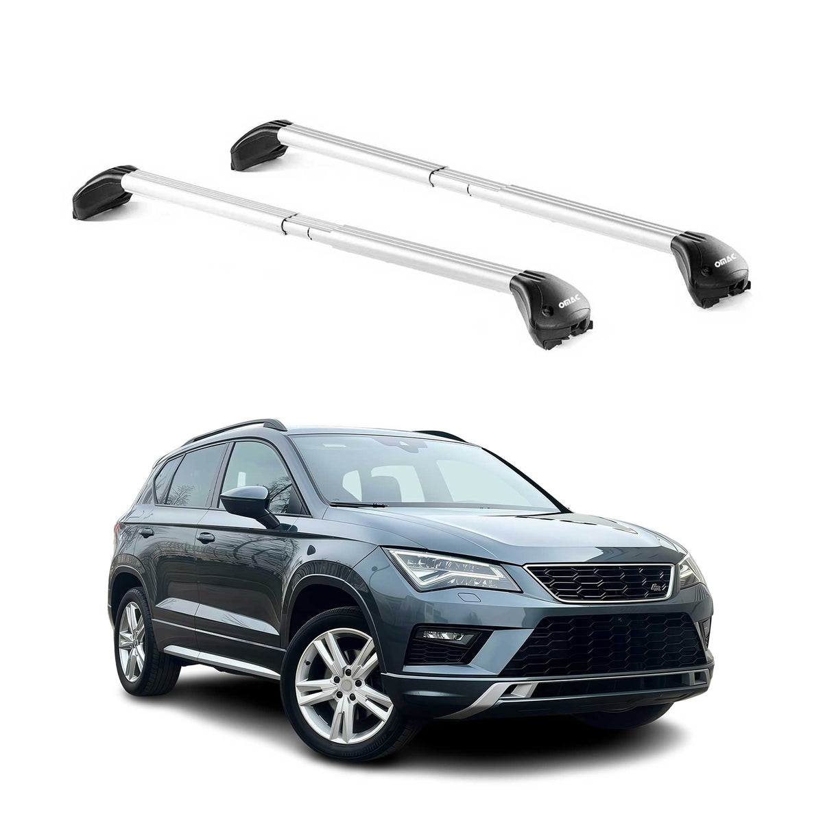 Barres de toit pour Seat Ateca KH 2016-2026 5P Gris Argenté 2 pièces ABE