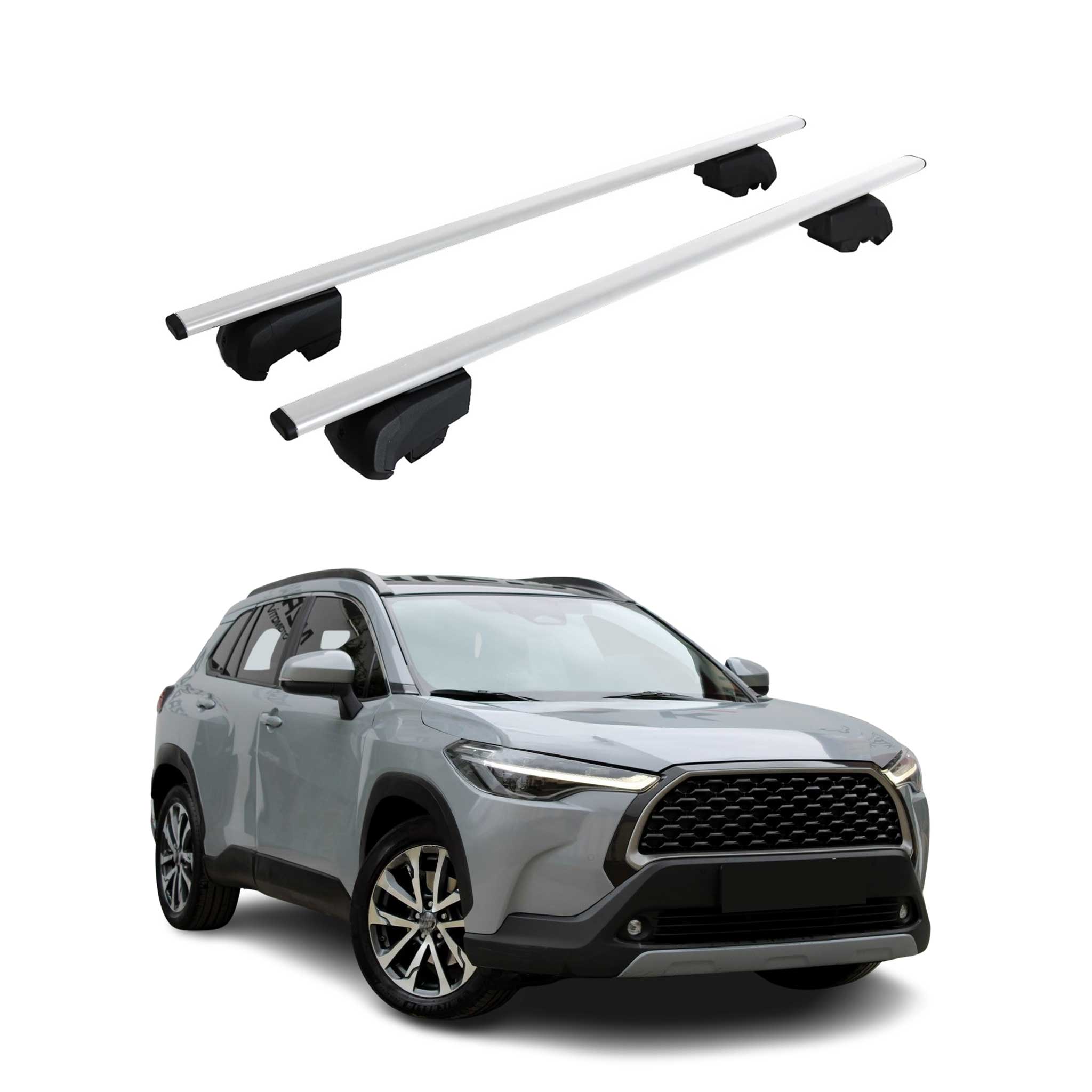 Barres de toit Transversales pour Toyota Corolla Cross 2021-2023 Argent ABE