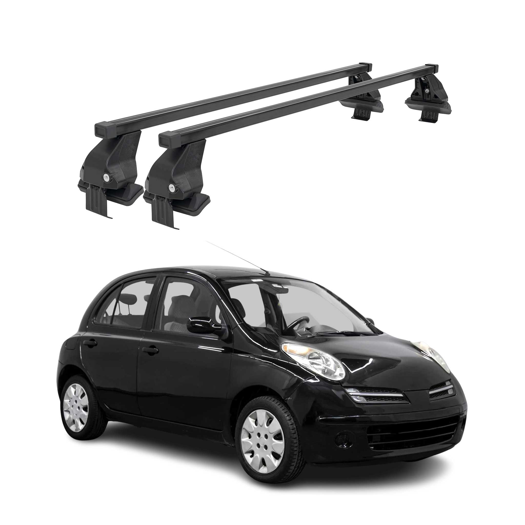 Barres Transversales Menabo pour Nissan Micra 2002-2010 5-portes Noir