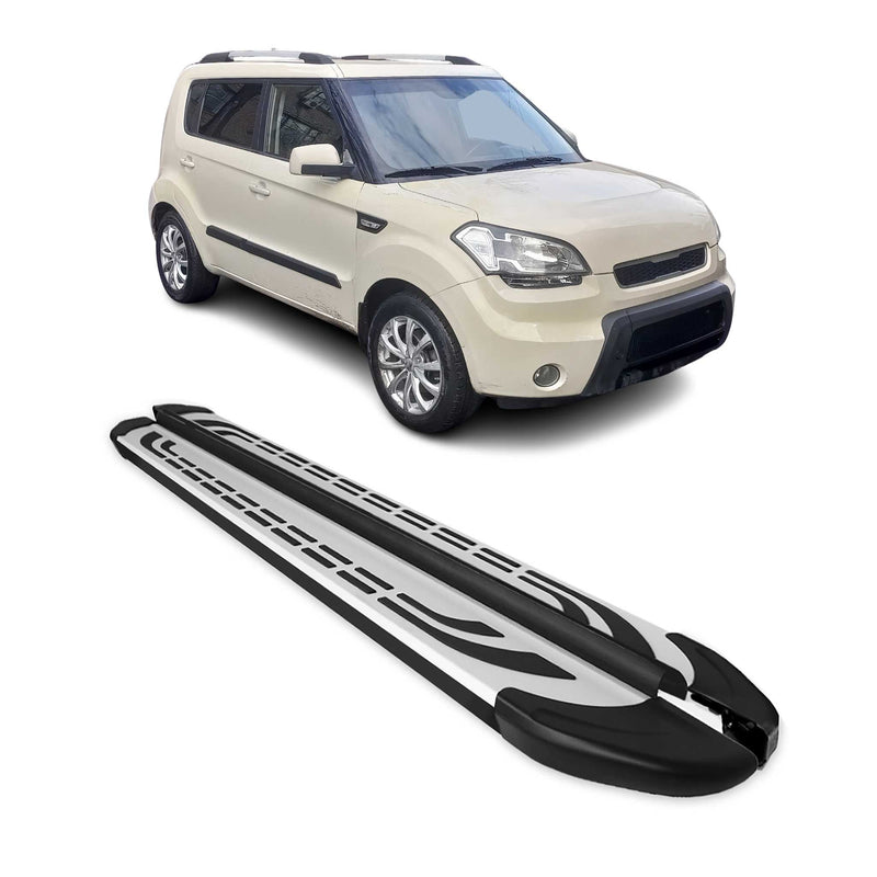 Marchepieds Latéraux pédale pour Kia Soul 2008-2014 Aluminium Gris Noir 2x
