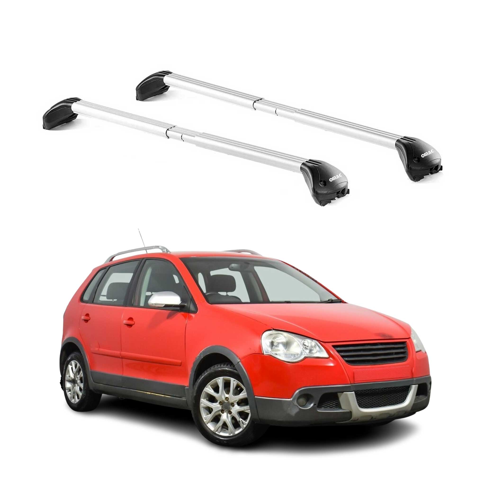 Barres de toit pour VW Polo IV Cross/ Fun 2003-2009 5P Gris Argenté 2 pièces ABE