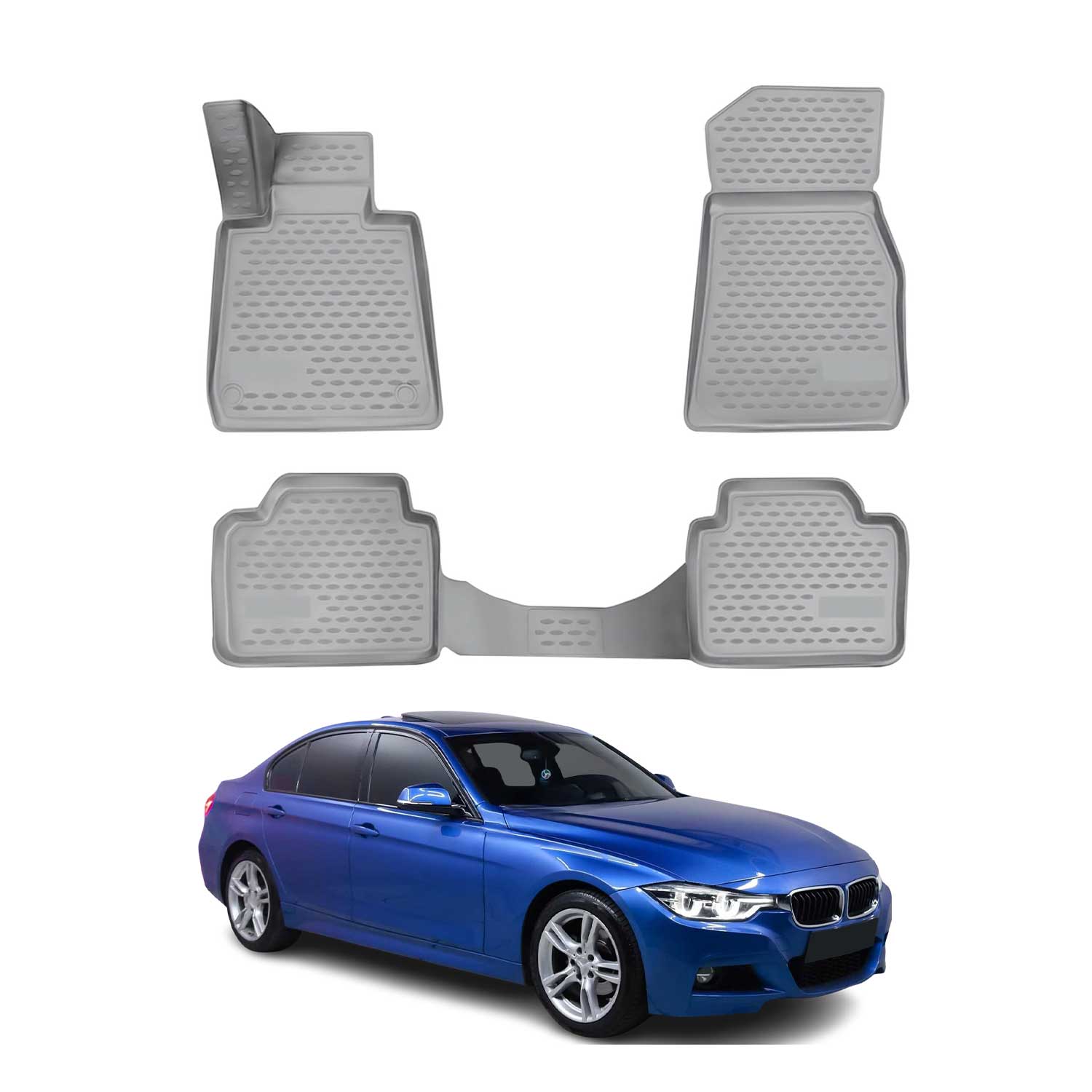 OMAC 3D Tapis de sol pour BMW Série 4 F32 F36 13-21 / Série 3 F30 F31 12-18 Gris
