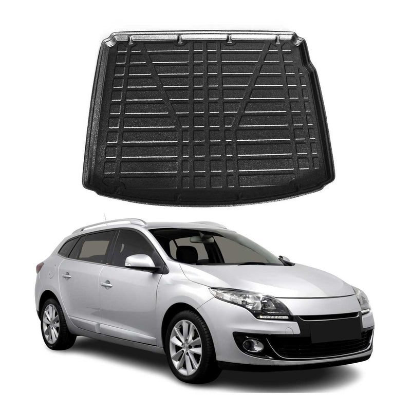 Tapis de Coffre pour Renault Megane Grandtour 2009-2022 Break en TPE Noir