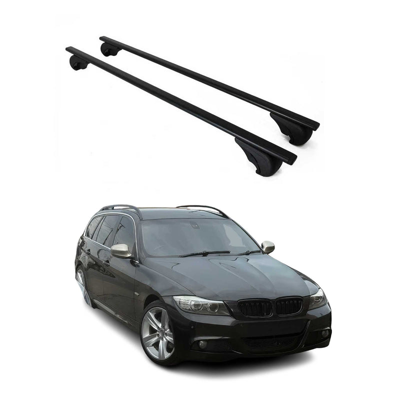 Barres de toit transversales pour BMW Série 3 E91 Break 2004-2012 Noir Fer