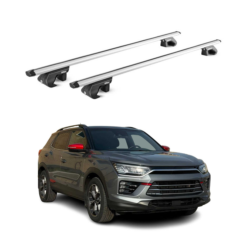 Barres de toit transversales pour Ssangyong Korando 2019-2025 5P Alu Gris 2x ABE