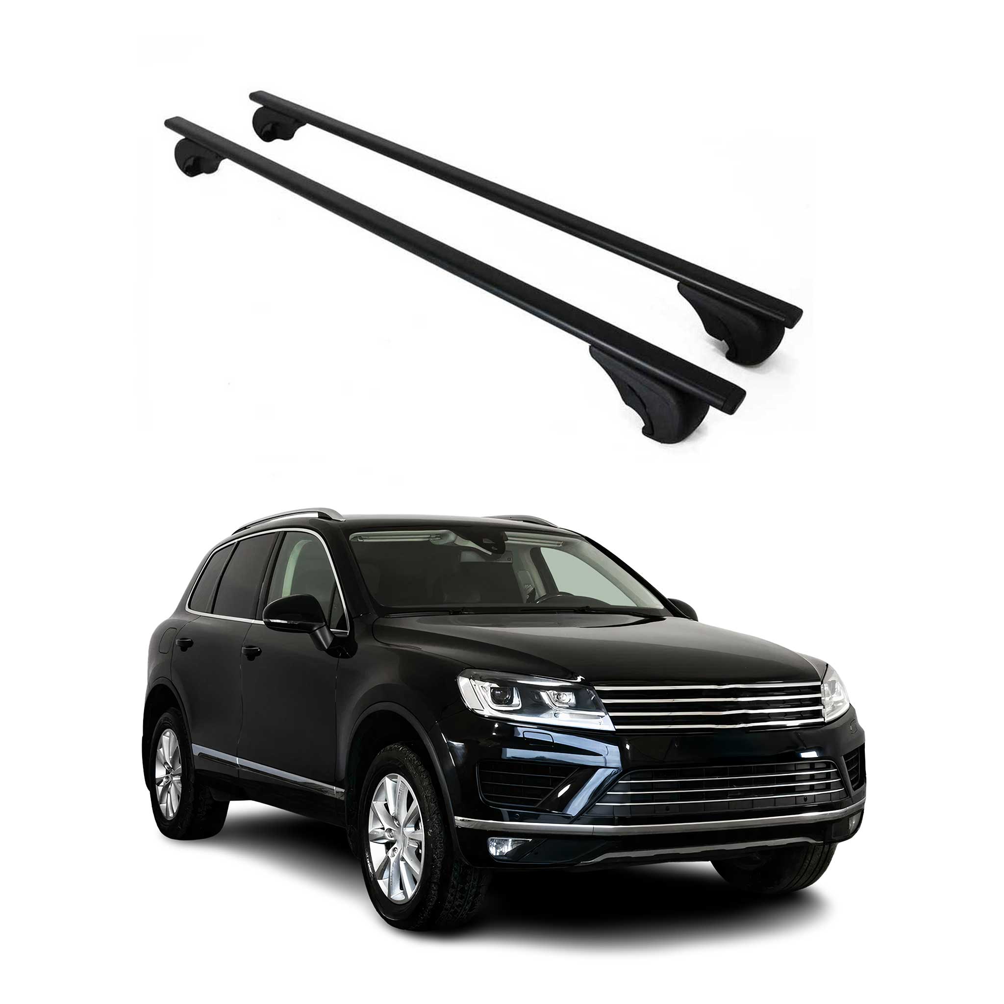 Barres de toit Transversales pour VW Touareg 2010-2018 Fer Noir