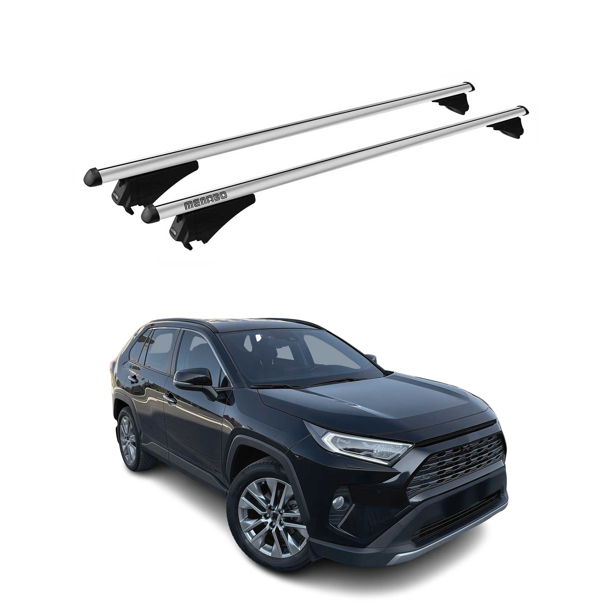 Menabo Barres de toit transversales pour Toyota RAV XA50 2018-2025 Alu Gris 2x