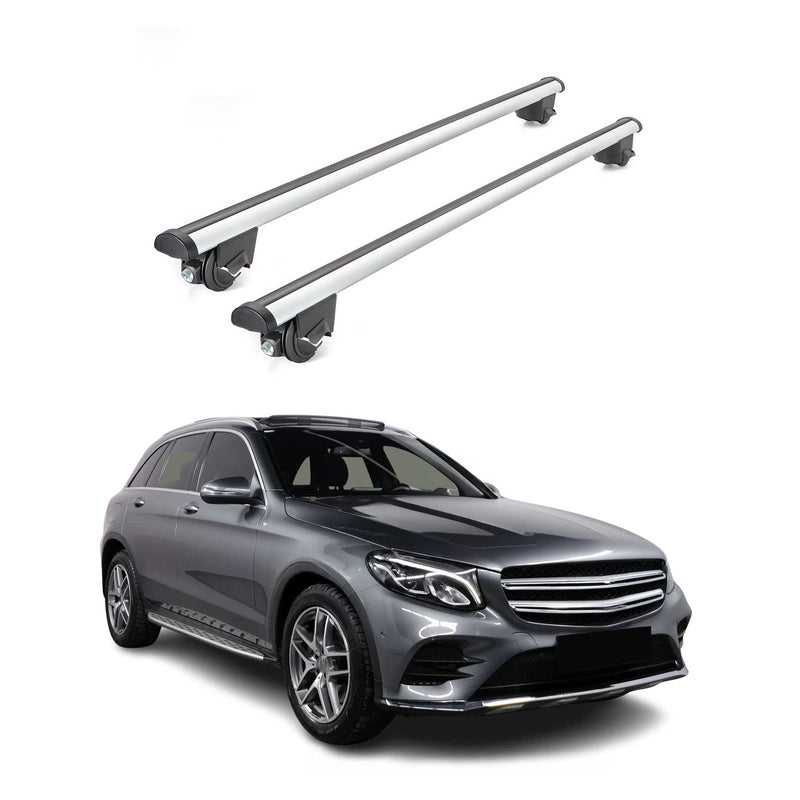 Barres de toit transversales pour Mercedes GLC Klasse X253 2015-2020 2 pcs en Alu gris TÜV ABE