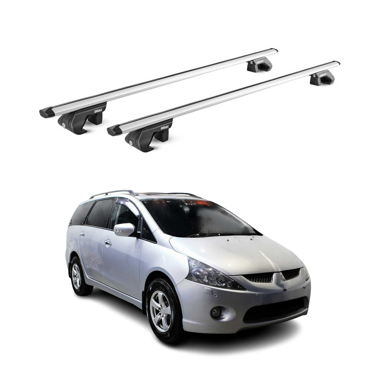 Barres de toit transversales ABE pour Mitsubishi Grandis NA 2003-11 Alu Gris 2x