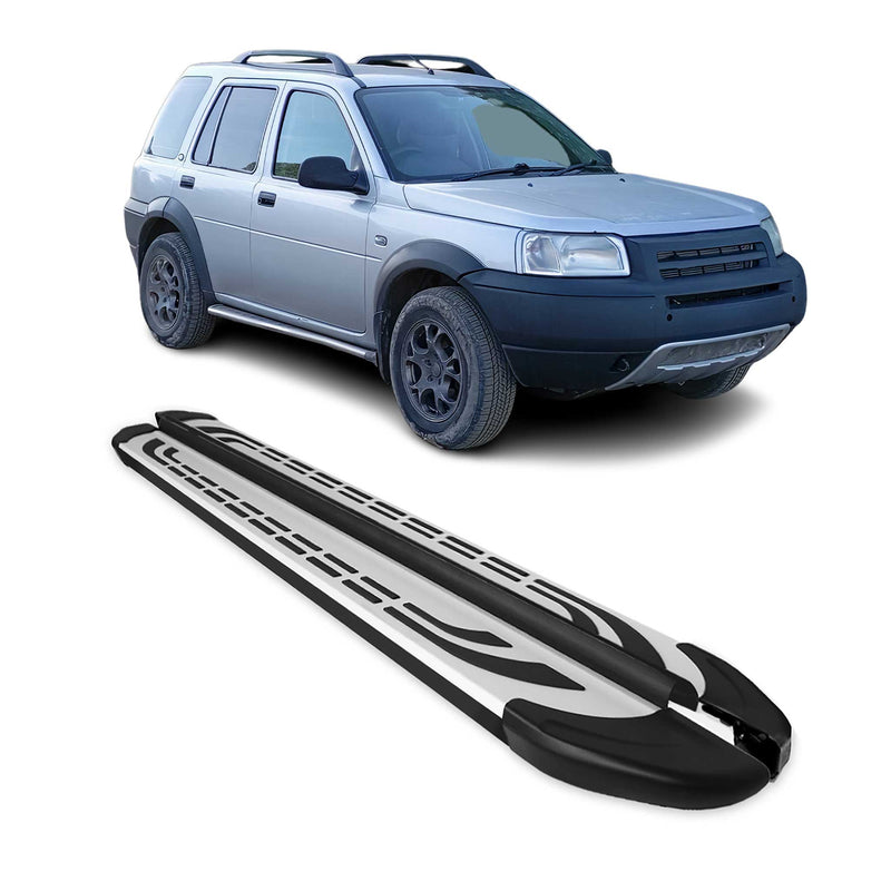 Marchepieds Latéraux pour Land Rover Freelander 1997-2006 Aluminium Gris Noir 2x