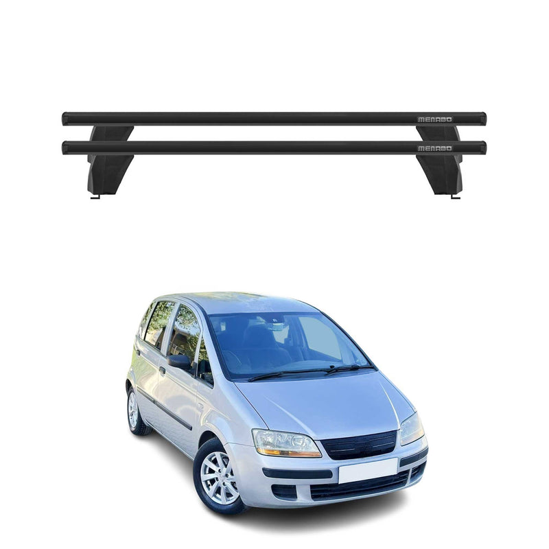 Menabo Barres de toit Transversales pour Fiat Idea 2005-2012 Alu Noir ABE 2x