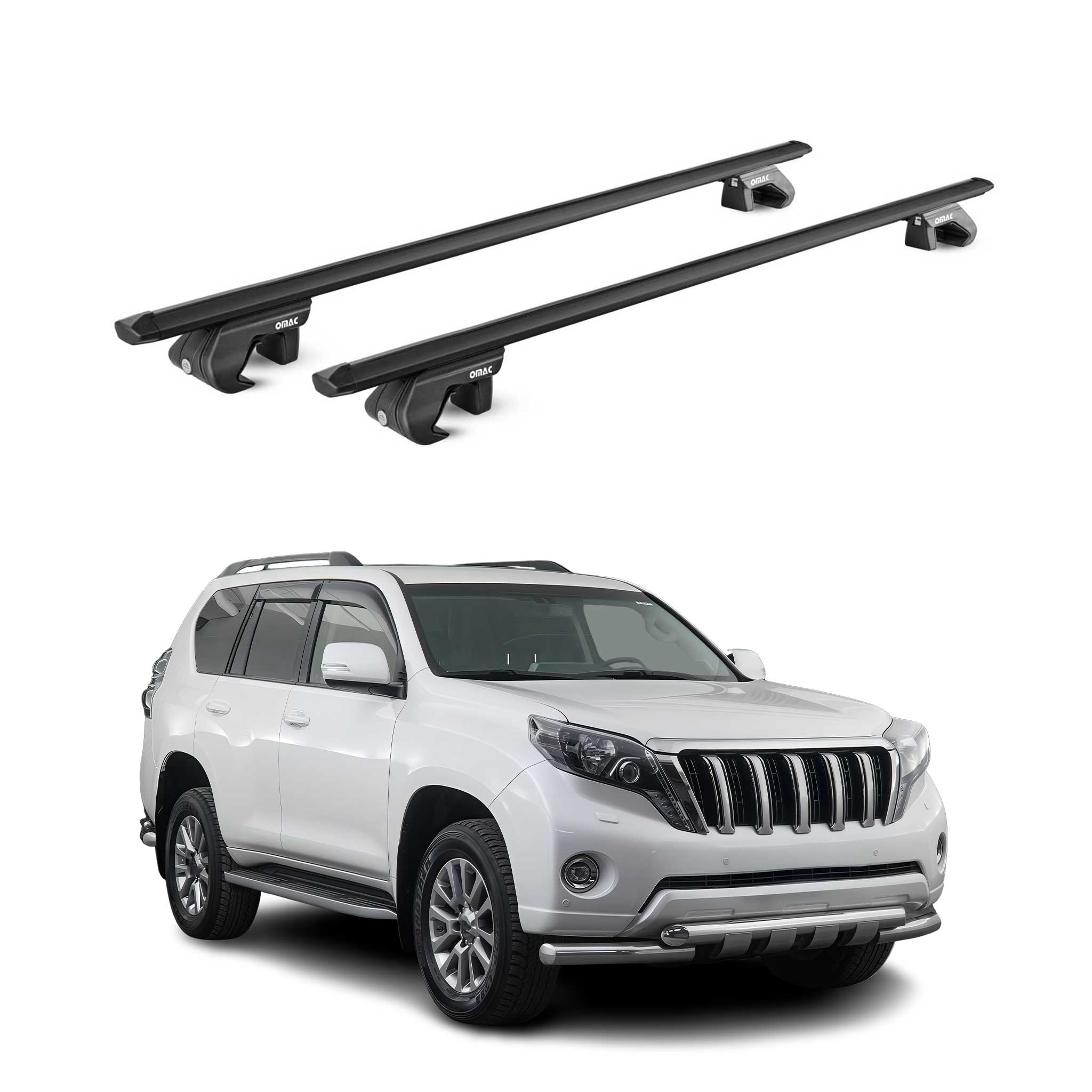 Barres de toit ABE pour Toyota Land Cruiser 150 2009-2021 5 P Alu Noir 2x