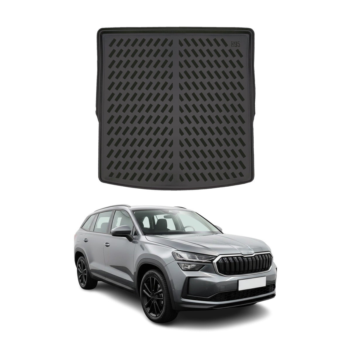 Tapis de coffre pour Skoda Kodiaq 2024-2027 5Places Noir 3D en Caoutchouc TPE