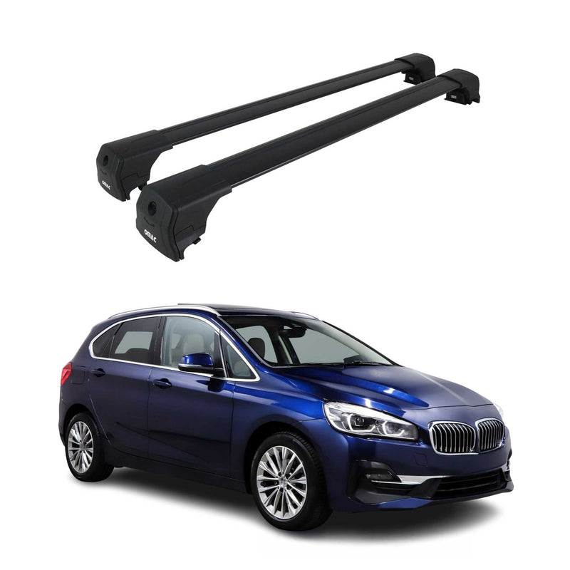 Barres de toit pour BMW Série 2 Active Tourer F45 2014-2021 Alu Noir ABE