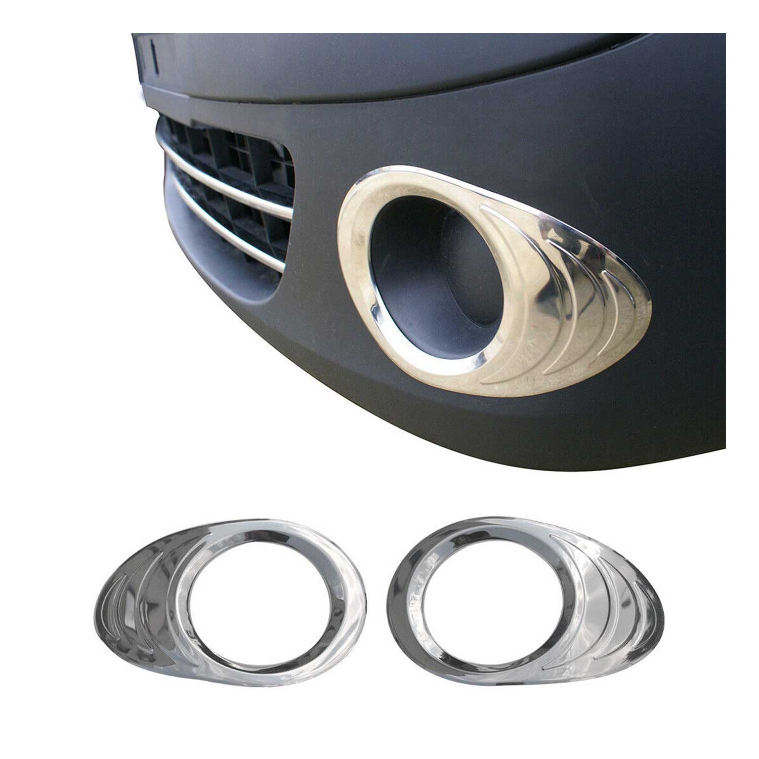 Cadre Phare Antibrouillard pour Renault Kangoo II 2008 en acier inox Chromé