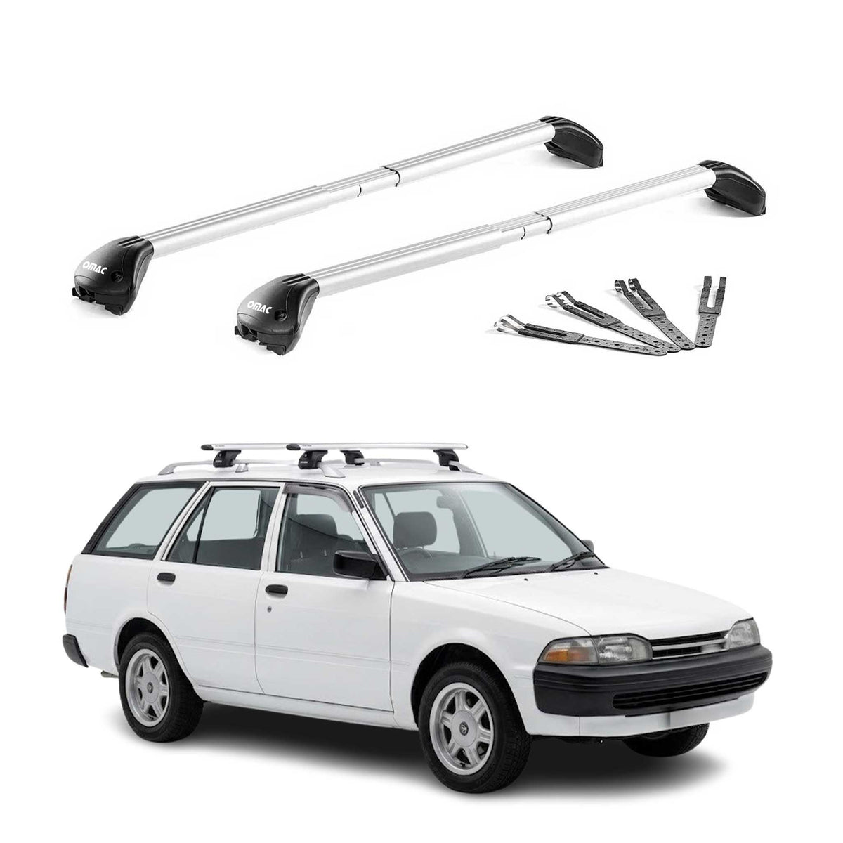 Barres de toit pour Toyota Carina Break 1988-1996 Alu Gris Argenté 2 pièces ABE
