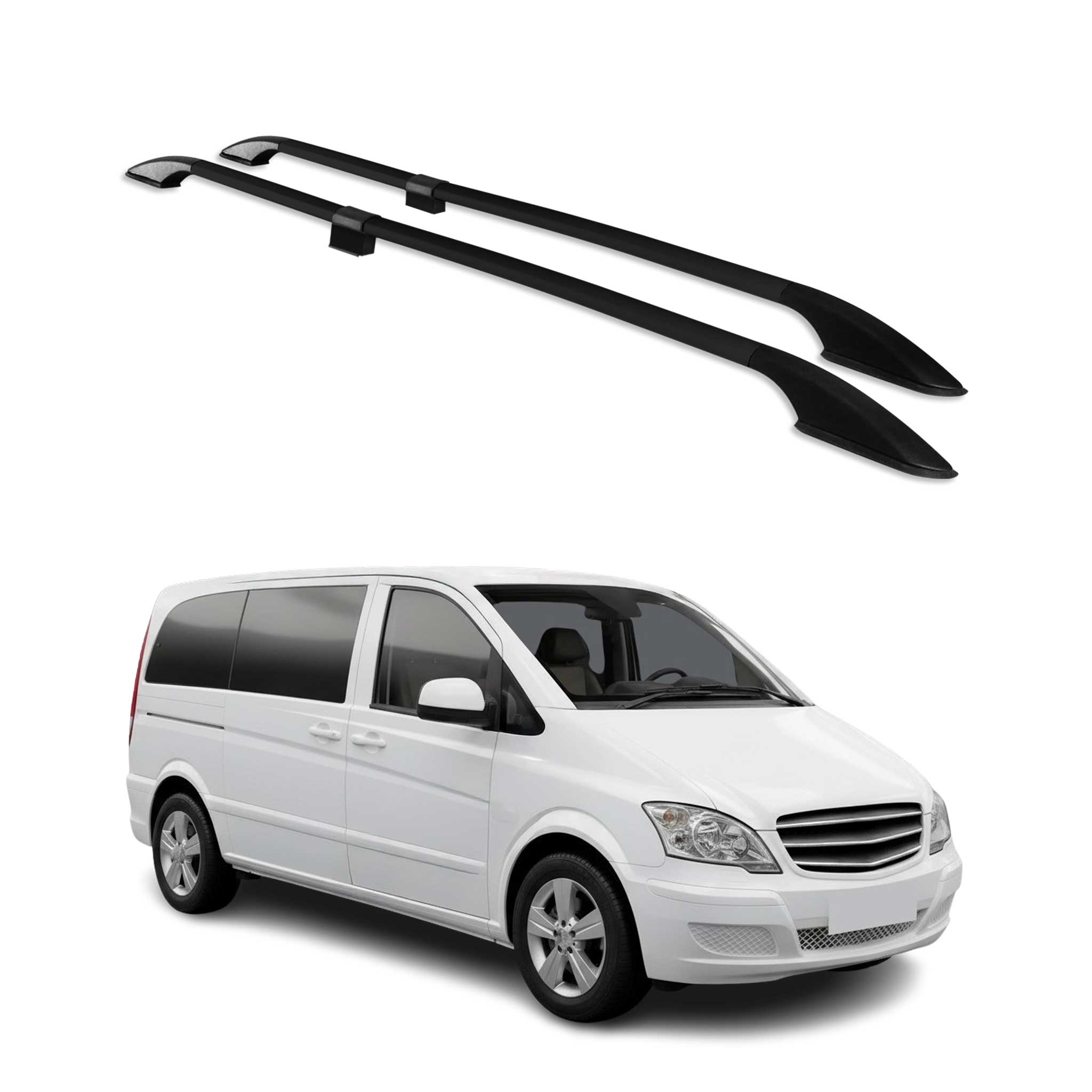 Barres de Toit Longitudinales pour Mercedes Vito W639 W447 2003-2026 L1 Alu Noir