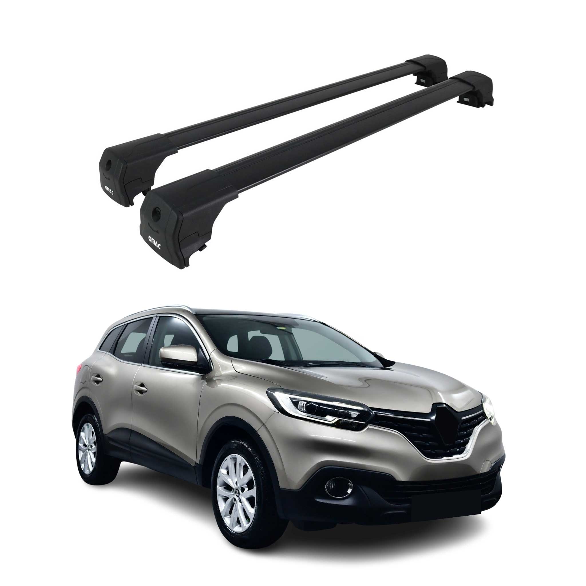 Barres De Toit Transversales pour Renault Kadjar 2015-2022 Aluminium Noir 2Pcs