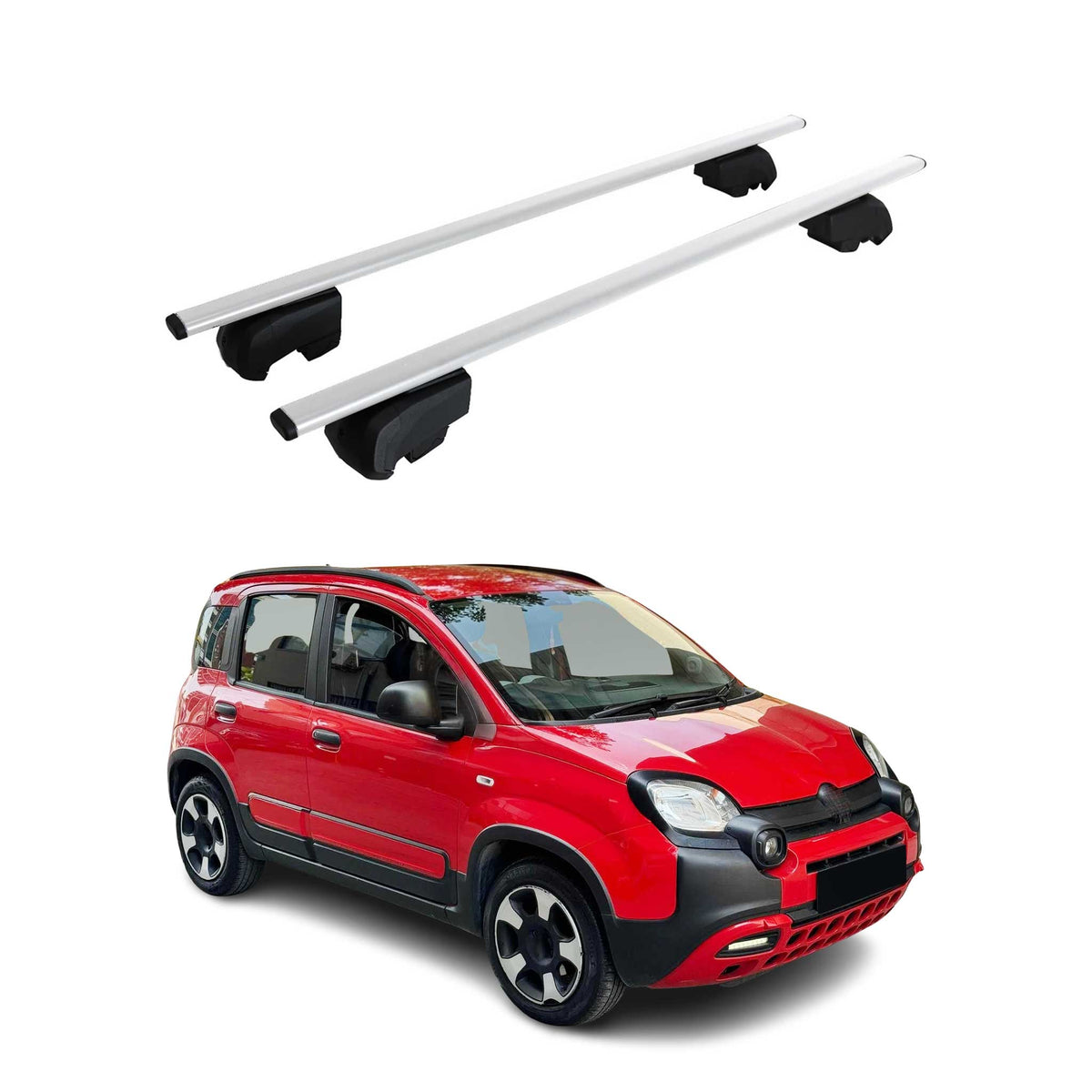 Barres de toit Transversales pour Fiat Panda Cross 2014-2023 Acier Argent ABE