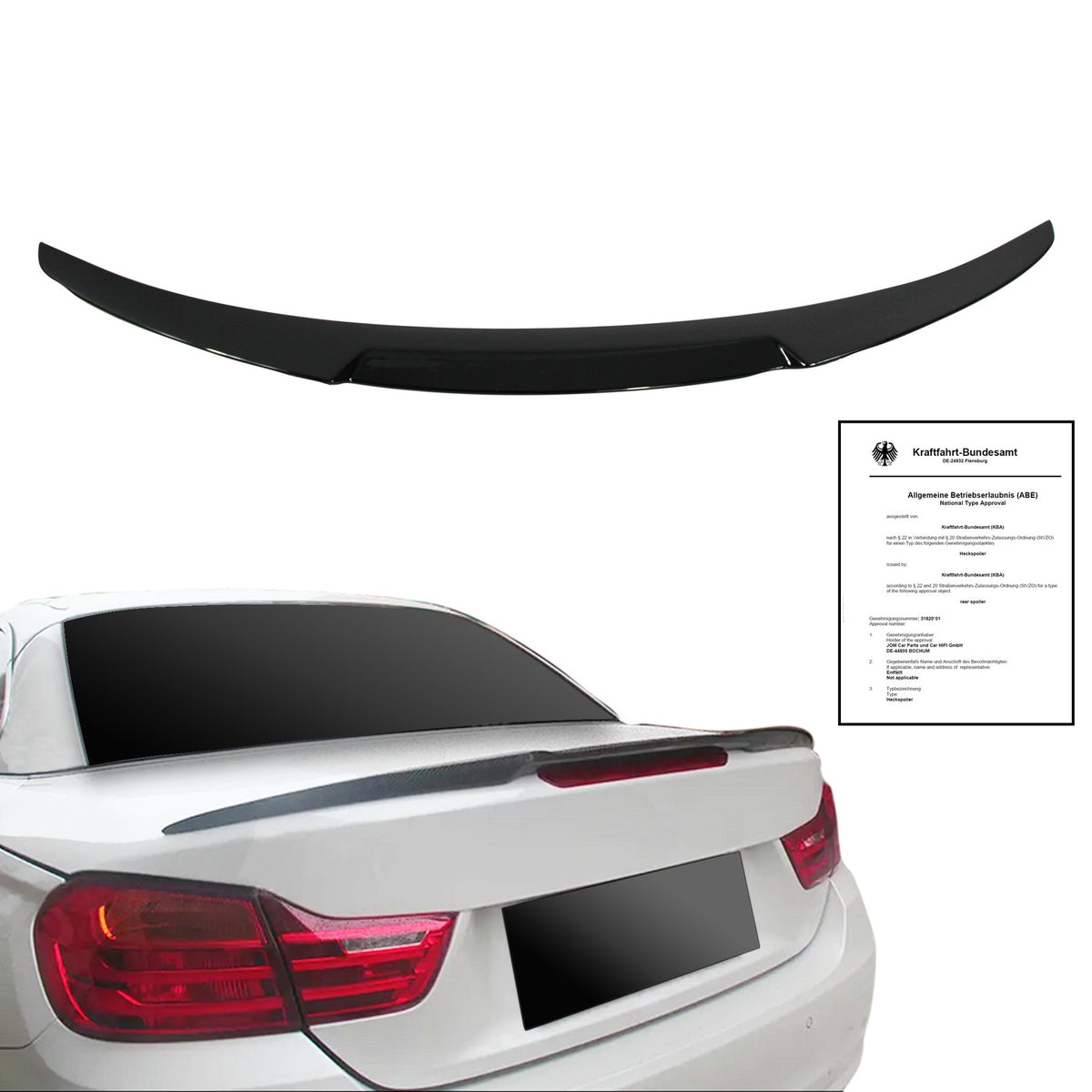 JOM Becquet Arrière & Spoiler de Toit pour BMW Série 4 F33 Cabriolet 2012-2021 mit ABE
