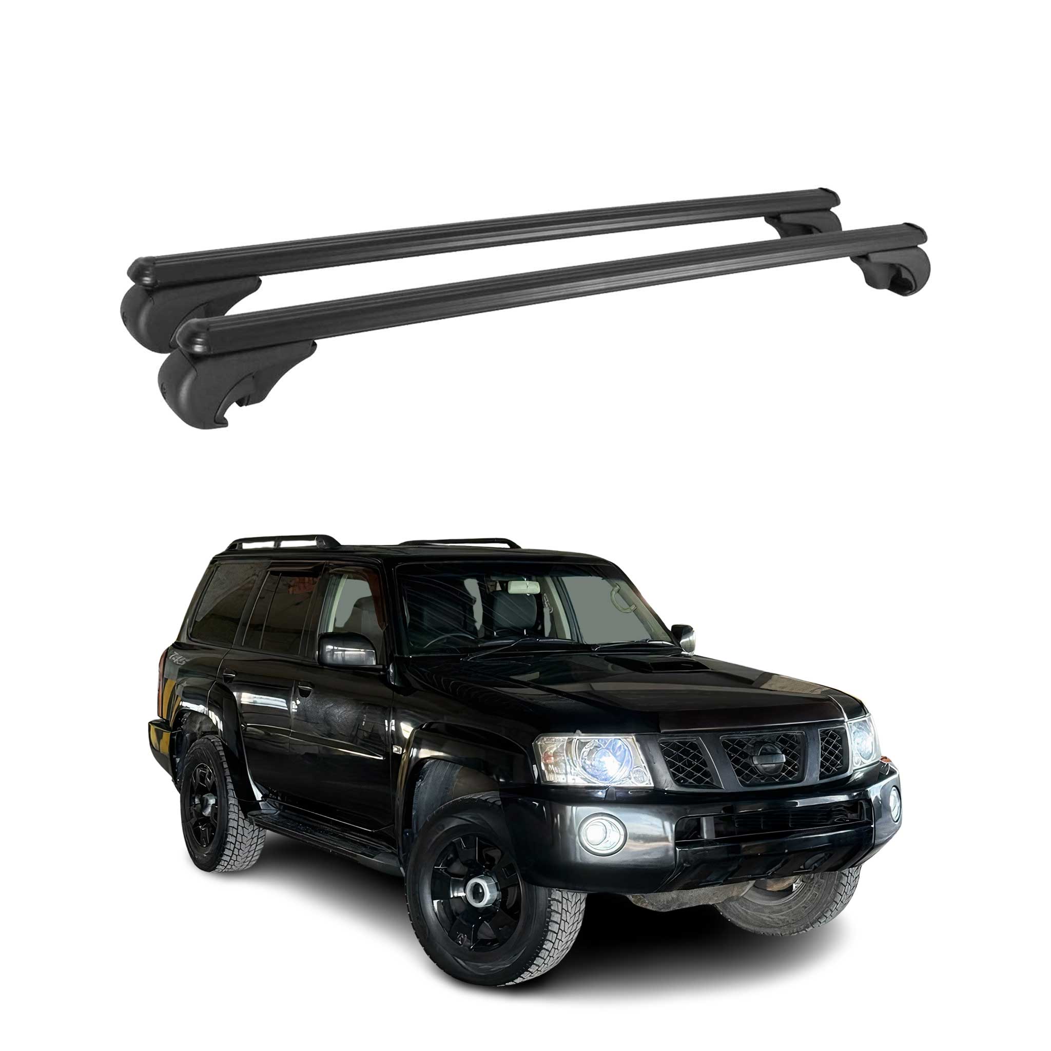 Barres de toit Transversales pour Nissan Patrol GR Y61 1997-2013 Aluminium Noir