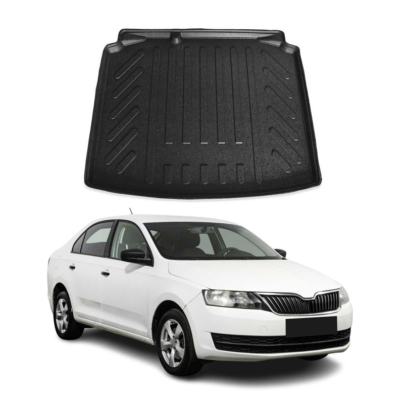 Tapis de Coffre pour Skoda Rapid Berline 2012-2019 en TPE Noir