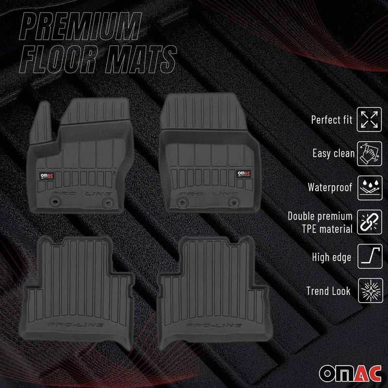 OMAC Tapis de sol en caoutchouc pour Ford C-Max 2010-2019 Noir Premium