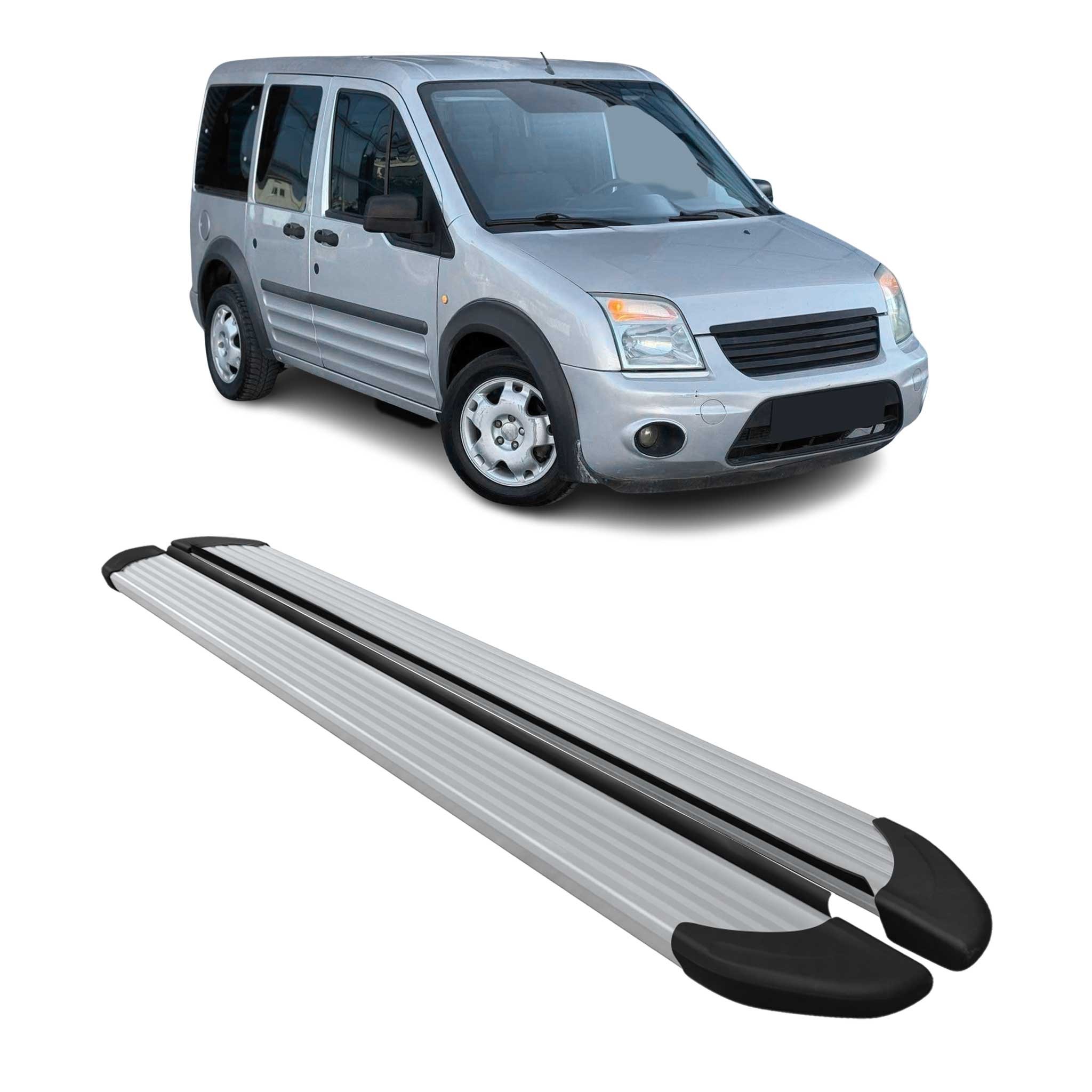 Marchepieds Latéraux pour Ford Connect 2002-2013 Aluminium Argent L1 Court 2Pcs
