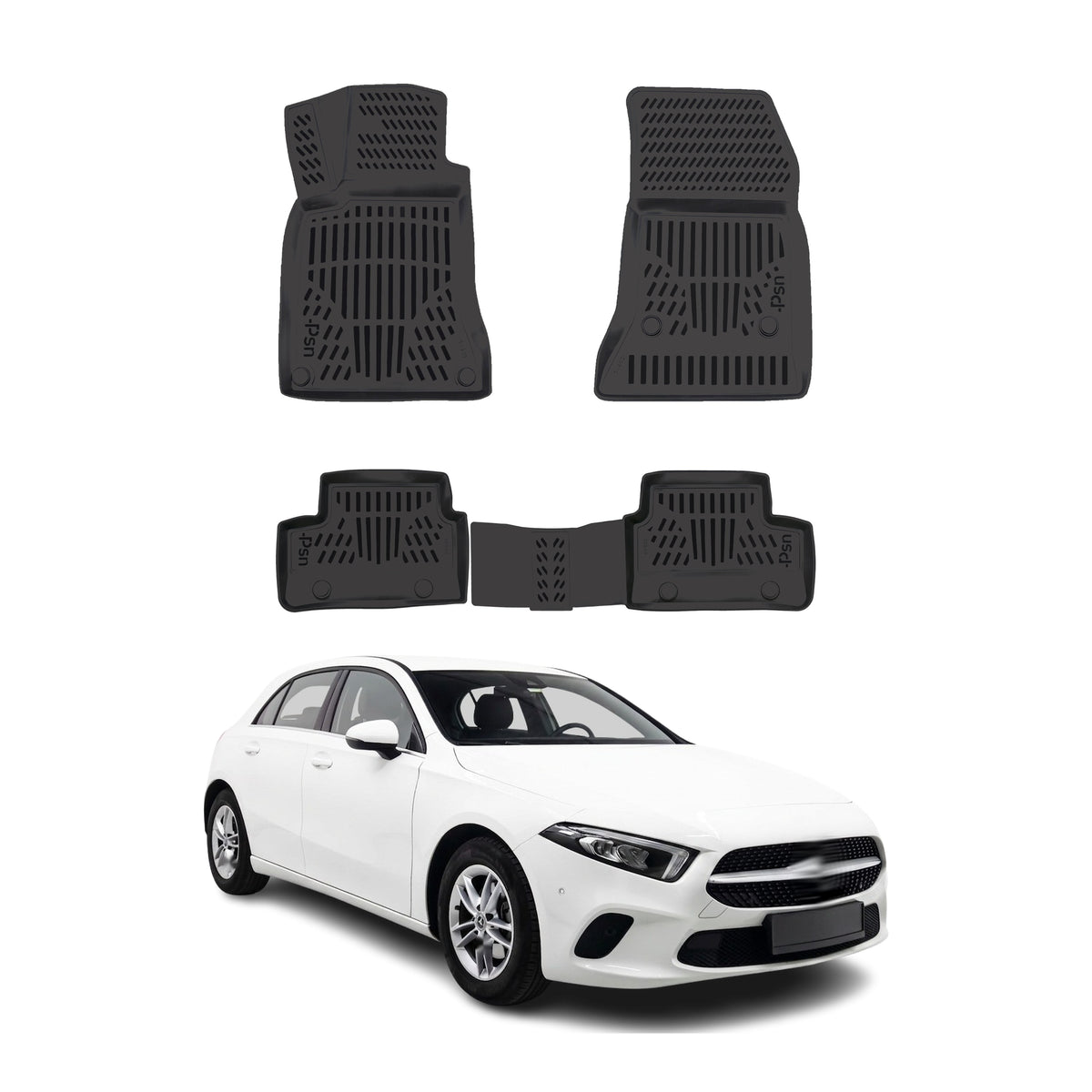 Tapis de sol pour Mercedes Classe A W177 2019-2027 Noir 3D en TPE 4Pcs
