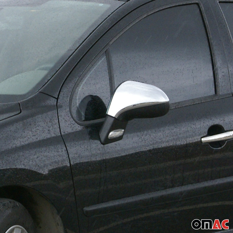 Coques de Rétroviseurs pour Peugeot 308 I 2008-2014 en Acier Chromé Argent