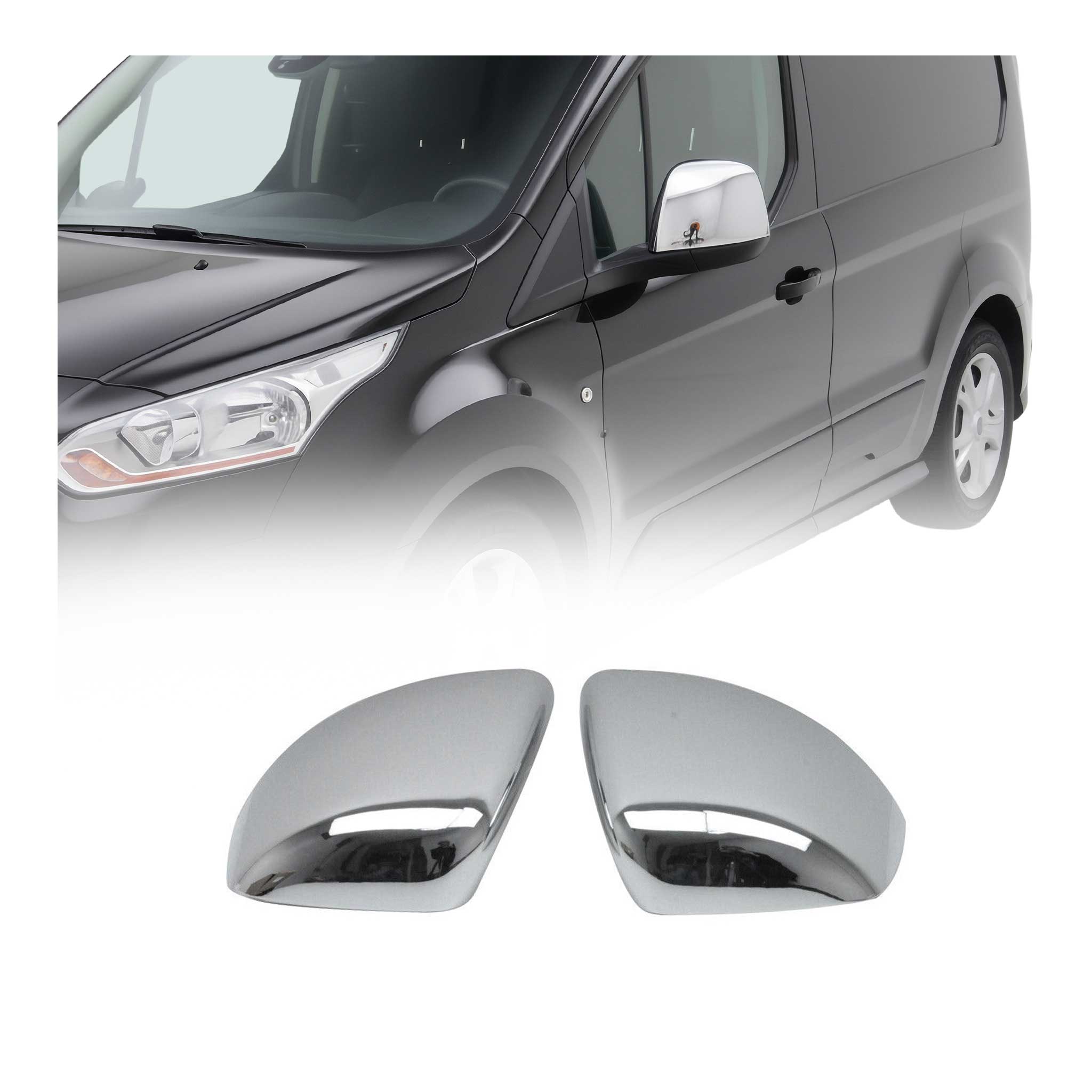 Coques de Rétroviseurs pour Ford Transit Connect 2014-2019 Pre-FL en ABS Argent