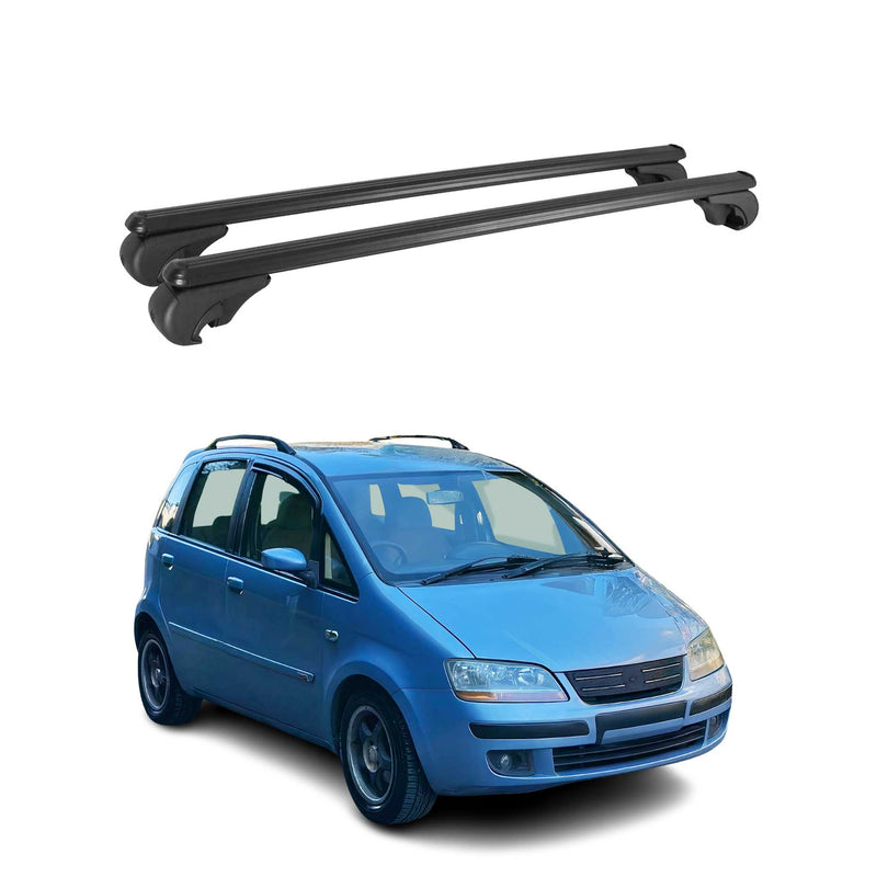 Barres de toit Transversales pour Fiat Idea 2004-2012 Aluminium Noir