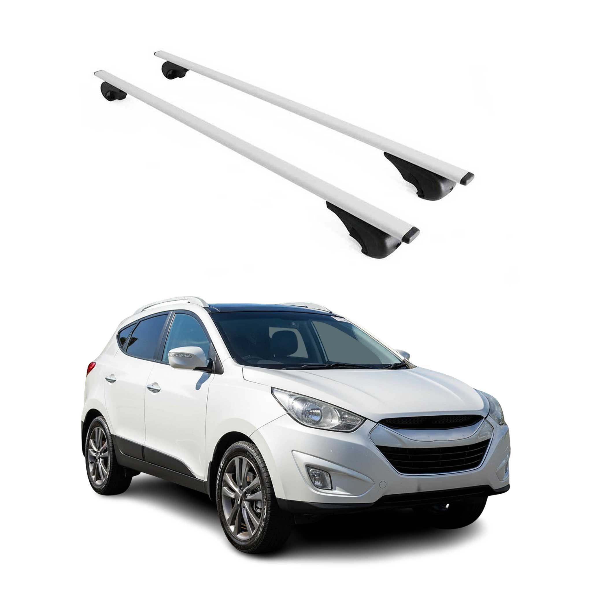 Barres de toit Transversales pour Hyundai IX35 2010-2015 Fer Argent 2Pcs