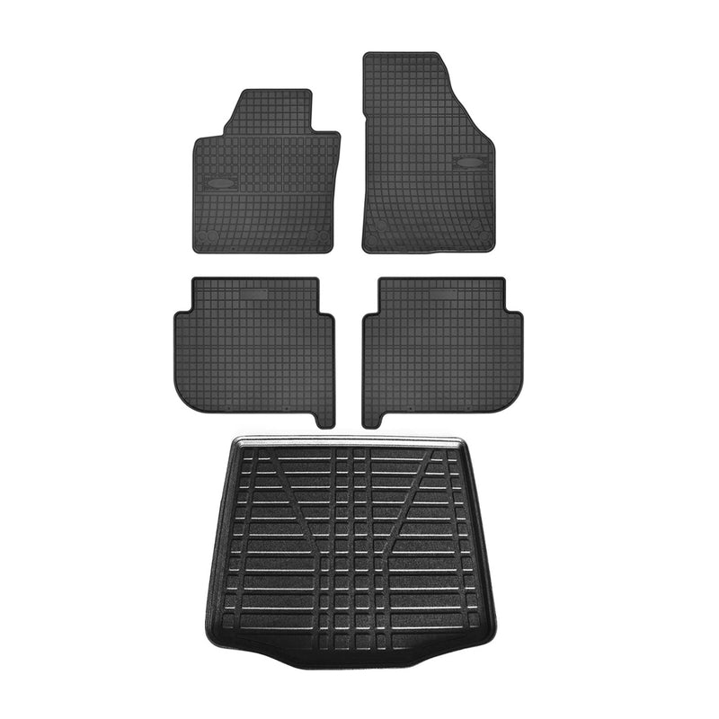 Kit Tapis de sol et coffre pour VW Touran 2003-2010 TPE Noir