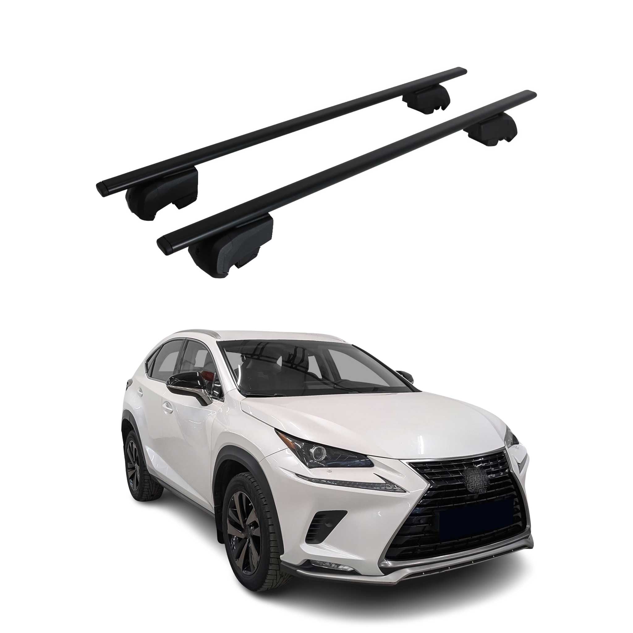 Barres de toit Transversales pour Lexus NX 2015-2021 ABE Fer Noir 2x