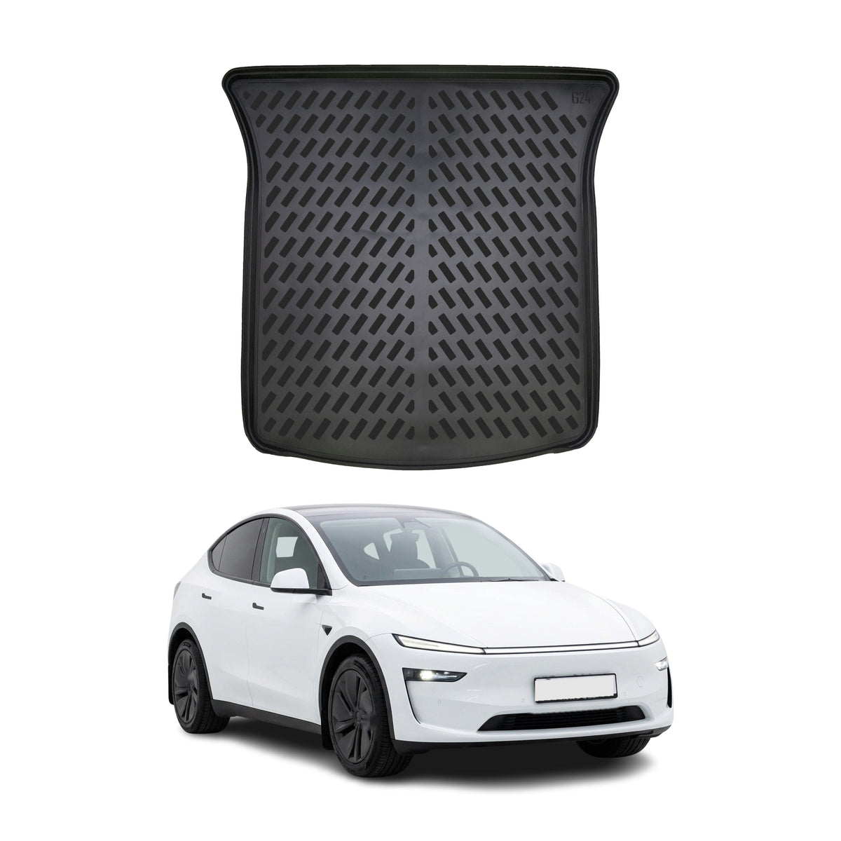 Tapis de coffre pour Tesla Model Y + Juniper 2020-2027 Noir 3D en Caoutchouc TPE