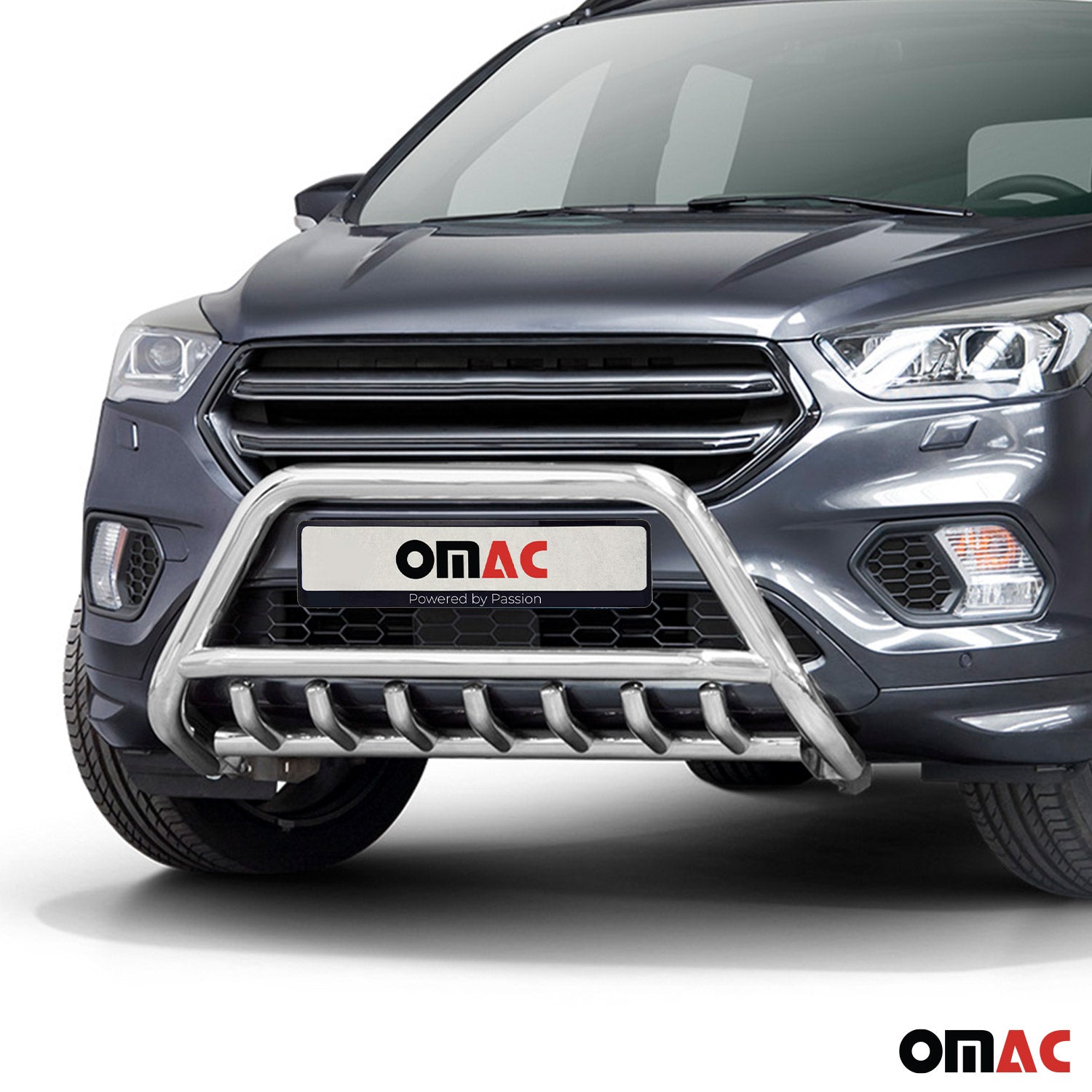 Pare-Buffle Avant Pour Ford Kuga II 2017-19 Facelift en Acier Inoxydable Argent
