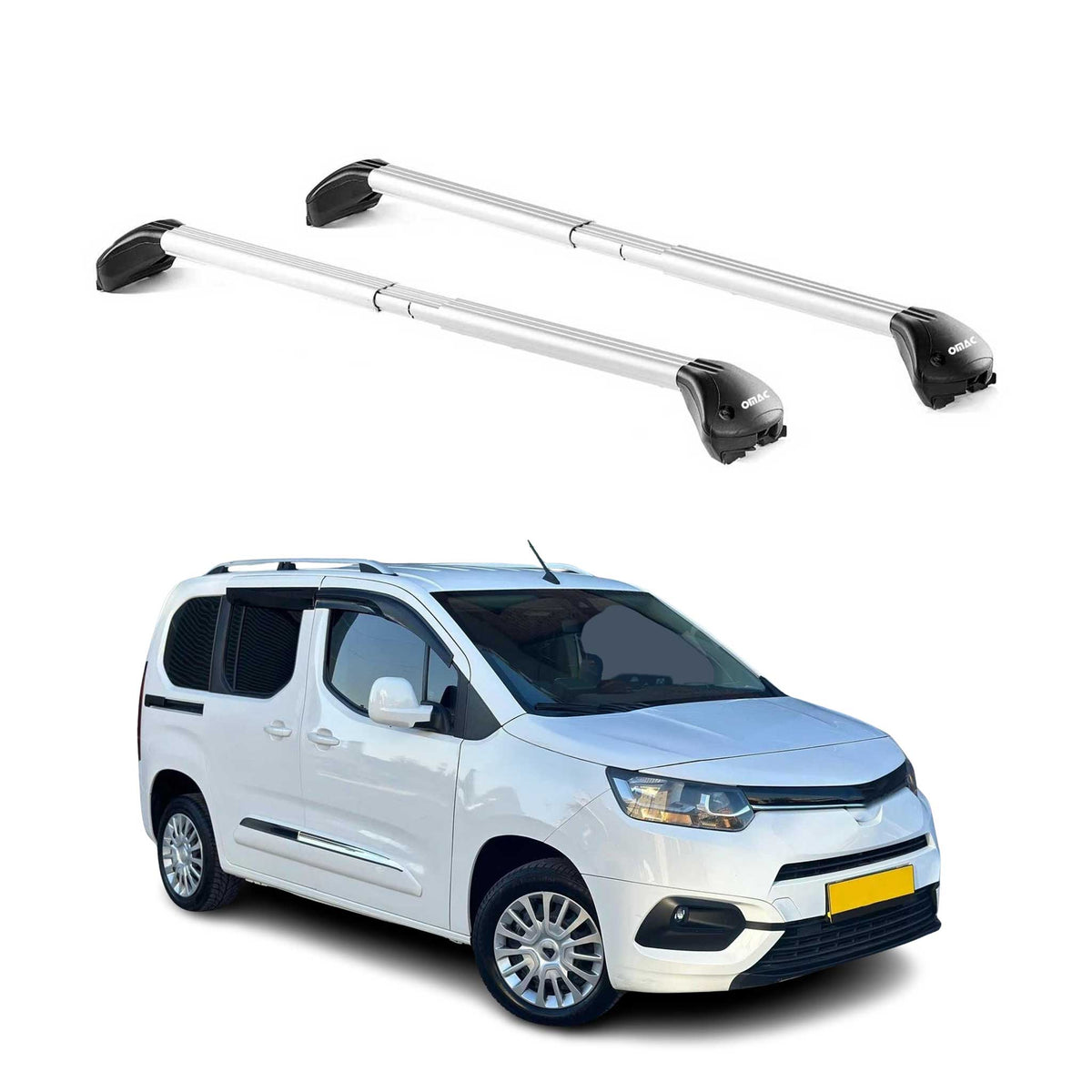 Barres de toit pour Toyota Proace City Verso 2019-2026 Gris Argenté 2 pièces ABE