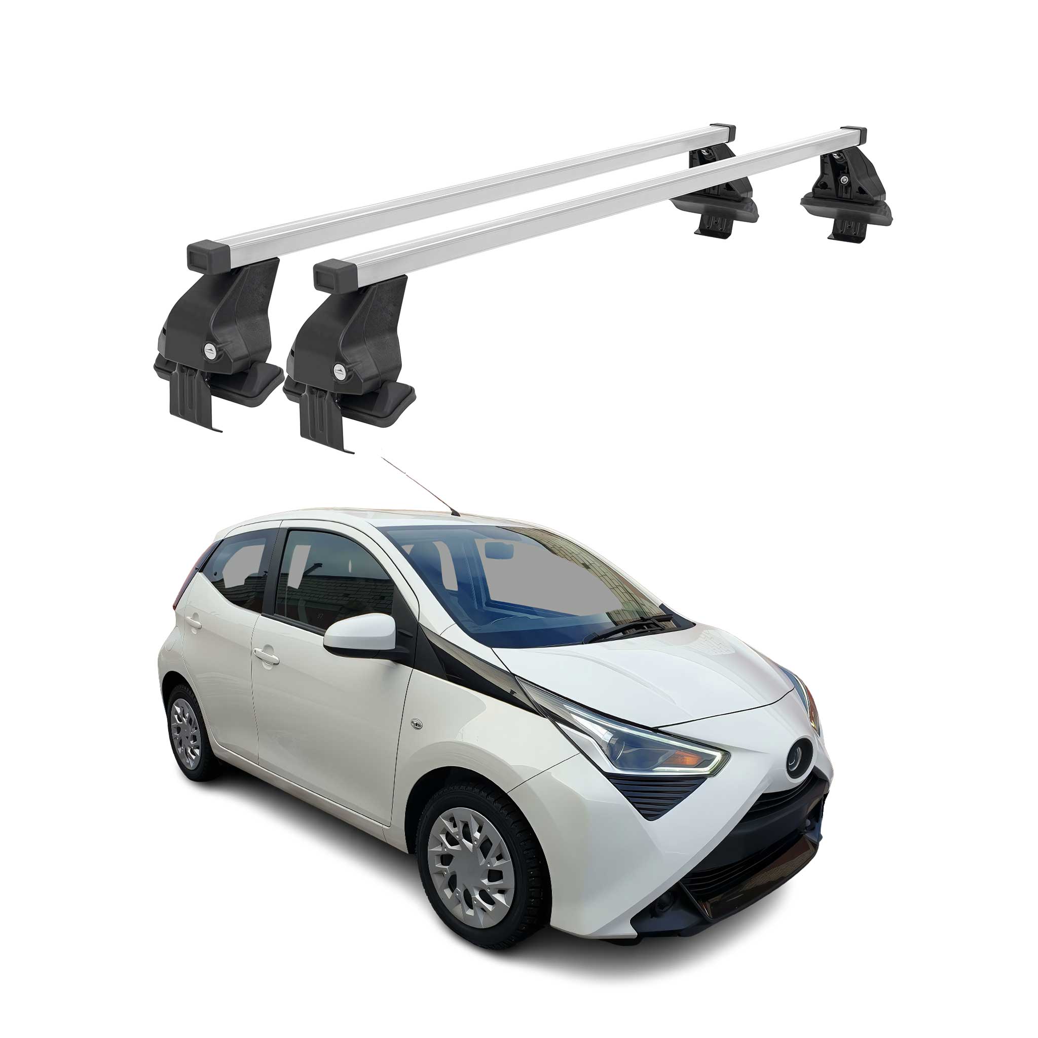 Barres de toit transversales pour Toyota Aygo II 2014-2021 Acier Gris