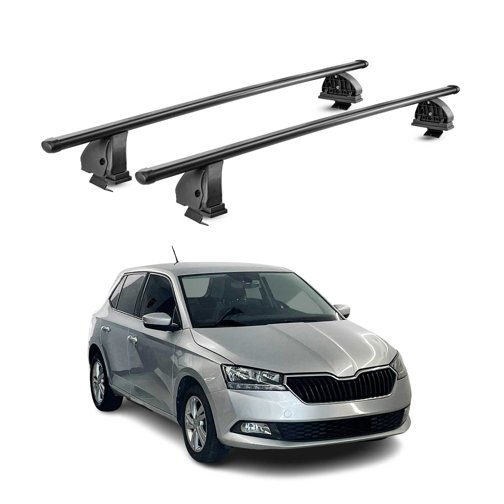 Barres de toit transversales acier pour Skoda Fabia III 2014-2021 TÜV Noir 2Pcs