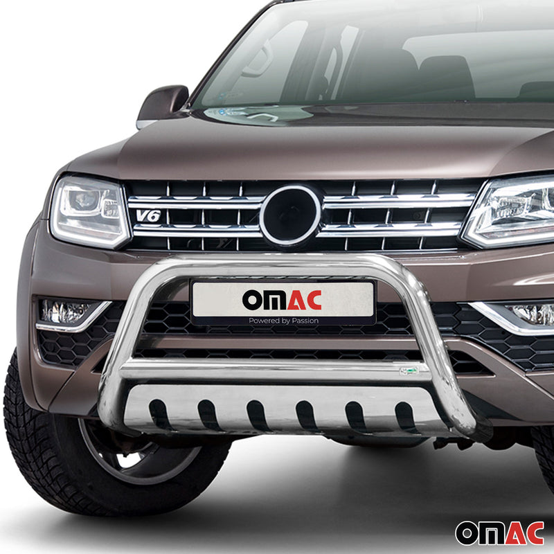 Pare-Buffle Avant Pour VW Amarok 2016-2020 Argent en Acier Inoxy