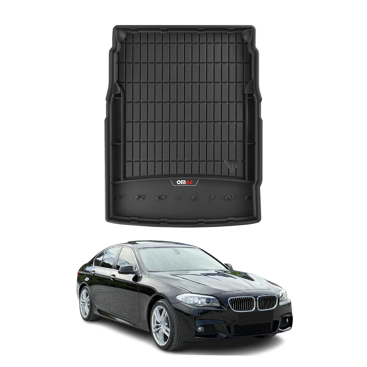 OMAC Tapis de coffre caoutchouc pour BMW Série 5 F10 Berline 2010-2017 TPE Noir