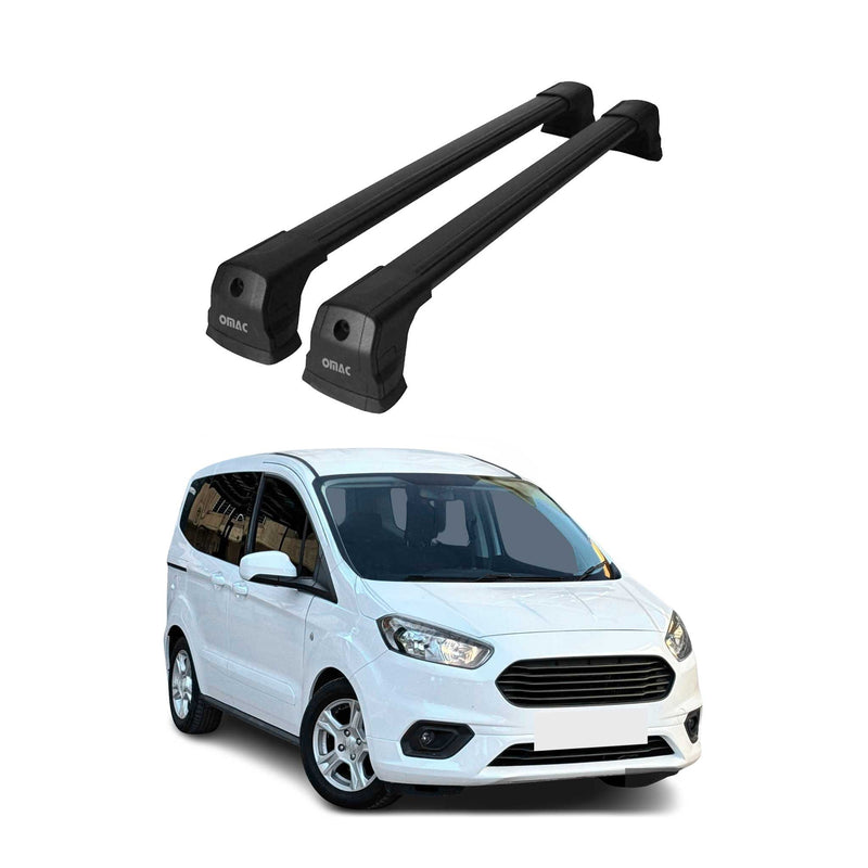 Barres De Toit Transversales pour Ford Transit Courier 2014-2023 Alu Noir 2x